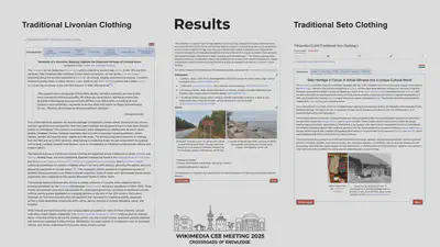 The Wikimuseum Livonian clothing exhibition demo: [Traditional Livonian Clothing](https://et.wikipedia.org/wiki/Vikipeedia:GLAM/Traditional_Livonian_Clothing/en/1)