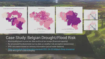 The [Case Study in Belgium](https://greendeal.dataobservatory.eu/post/2021-04-23-belgium-flood-insurance/) brings together open data in a novel way from satellite, hydrological, opinion polling and tax administration data to show the geographical overlap of catastrophic drought and flood risk with the local political awareness and financial capacity to manage it. Our approach to music data turned out to be applicable in many situations when the data and the research capacities are fragmented.